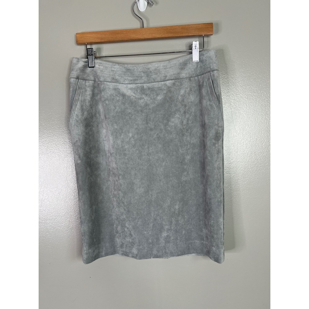 Calvin Klein Grey Faux Suede Pencil Skirt Womens 8 petite office professional